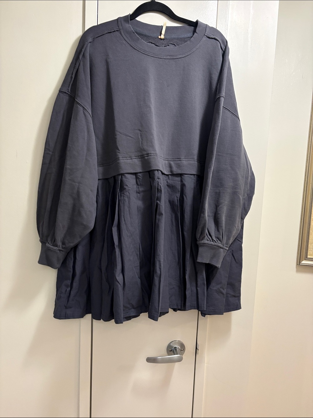 Free People Oversized Slate Gray Long-Sleeve tunic